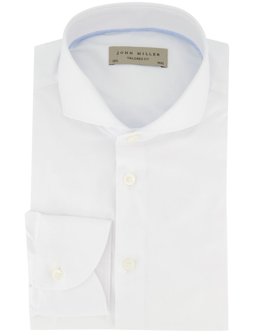 Wit John Miller overhemd Tailored Fit ml 5 effen