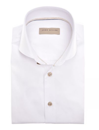 John Miller John Miller wit effen overhemd Tailored Fit 100% katoen