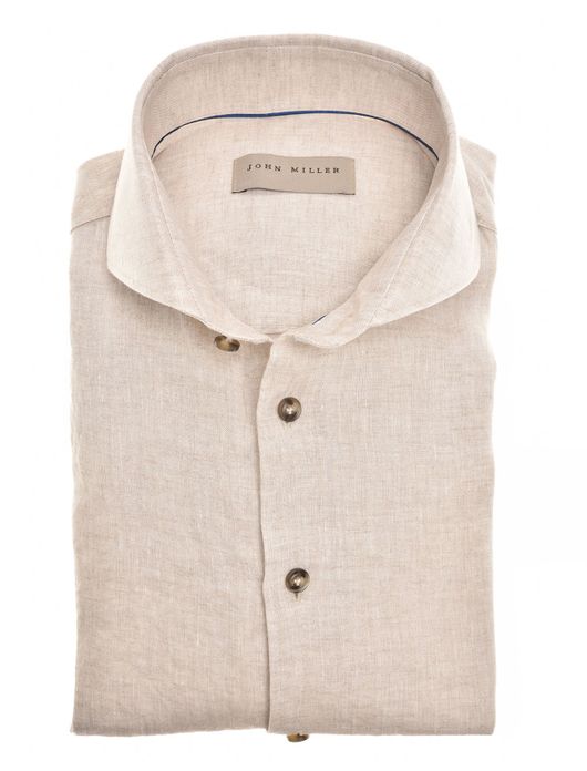 John Miller overhemd bruin linnen