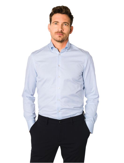 John Miller overhemd lichtblauw strepen