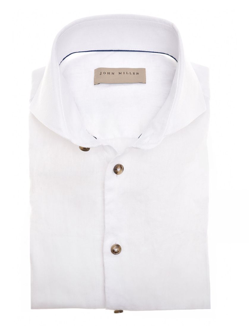 John Miller overhemd wit effen Tailored Fit 100% linnen