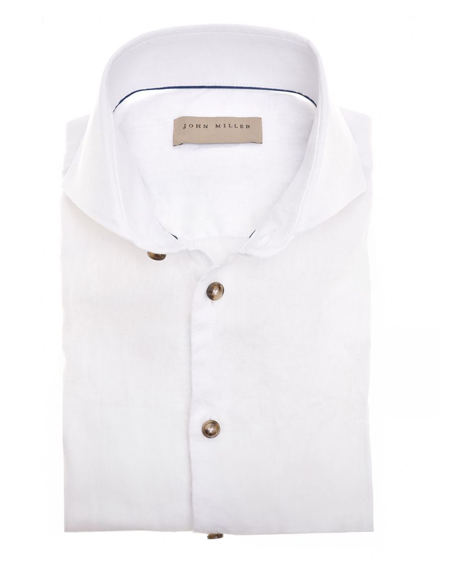 John Miller overhemd wit effen Tailored Fit cutaway boord