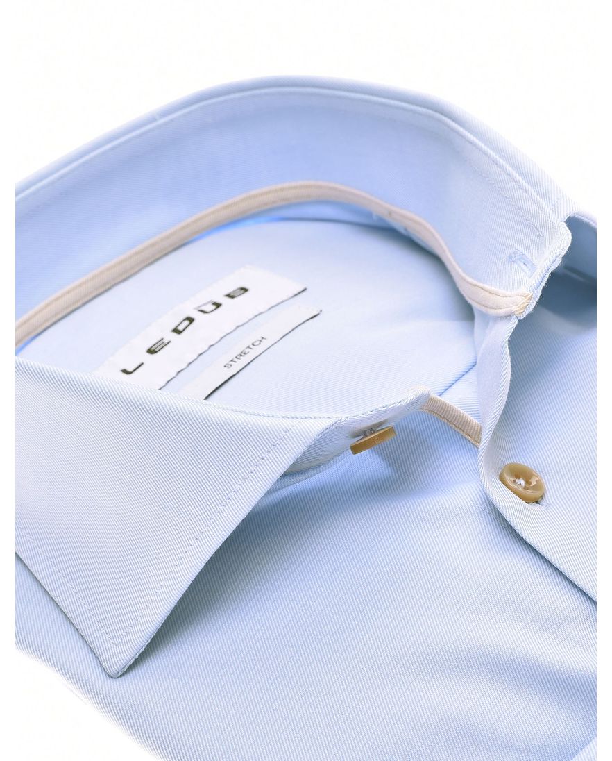 Ledub overhemd normale fit lichtblauw katoen mouwlengte 7