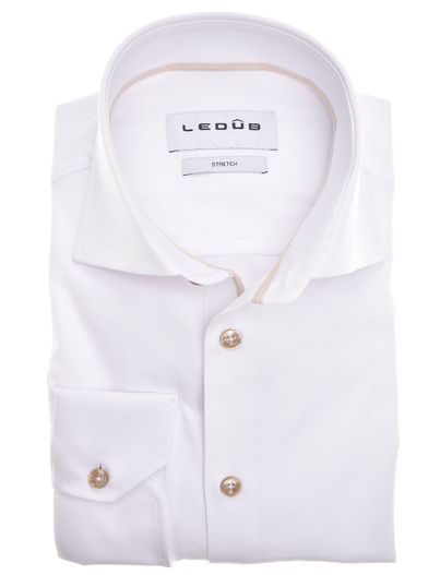 Ledub Ledub overhemd mouwlengte 7 Modern Fit wit