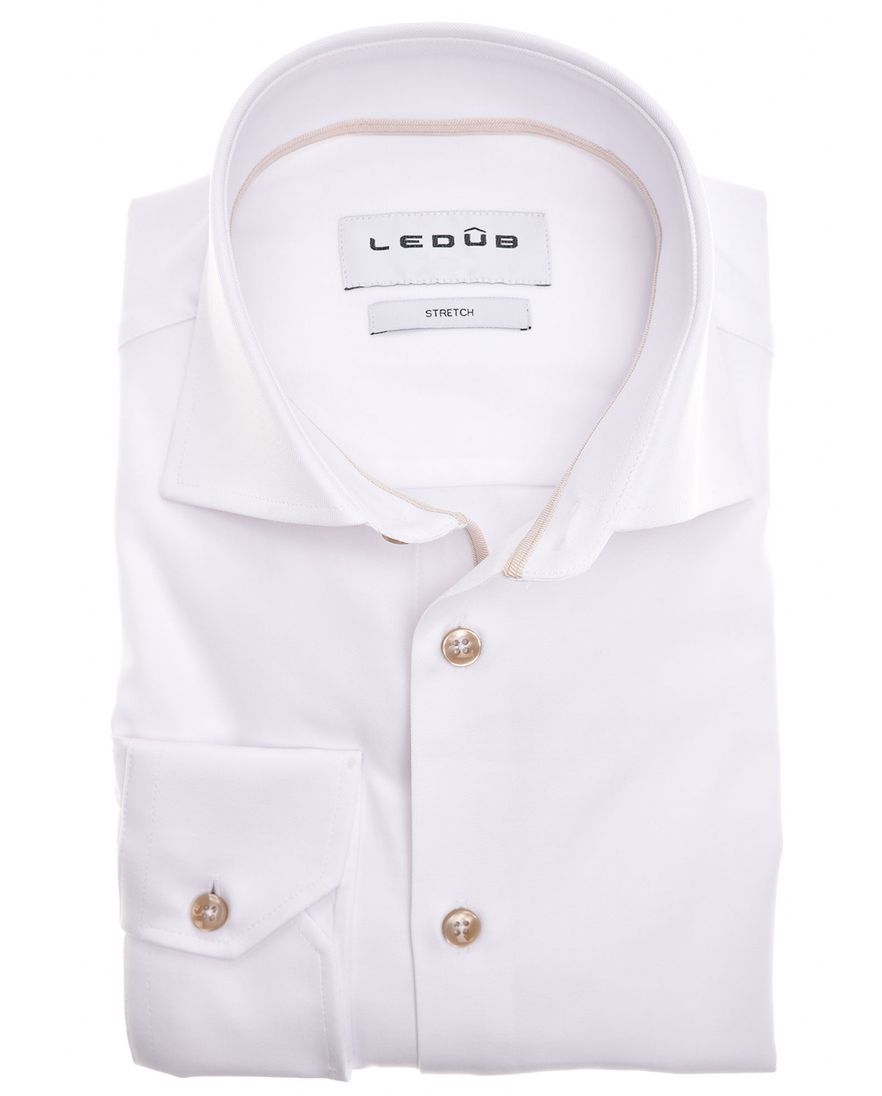 Ledub overhemd mouwlengte 7 normale fit effen wit