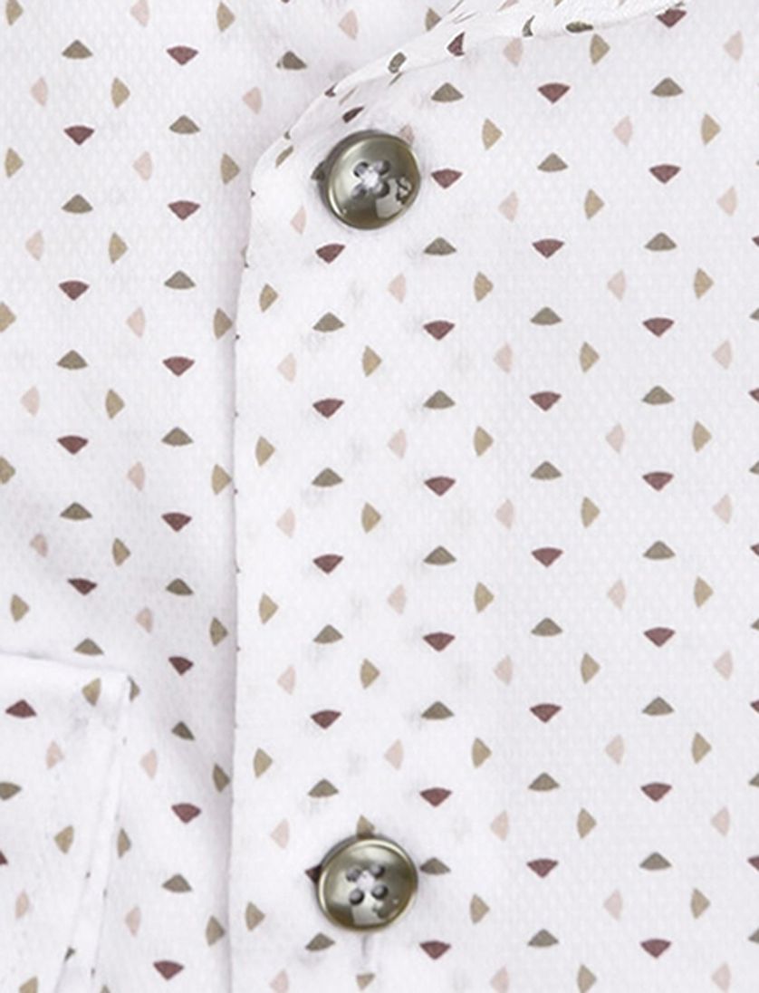 katoenen Ledub overhemd normale fit wit geprint mouwlengte 7