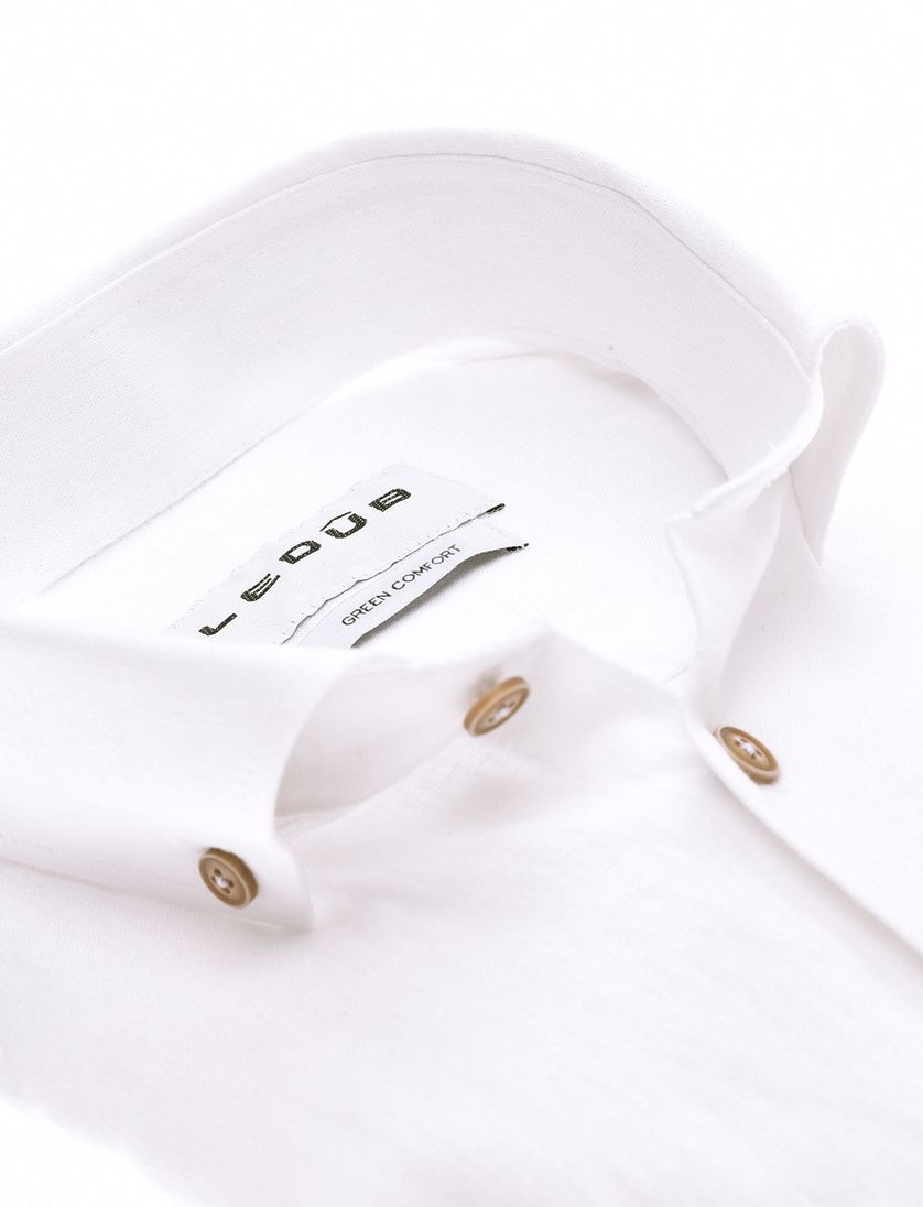 linnen Ledub overhemd mouwlengte 7 wit effen normale fit