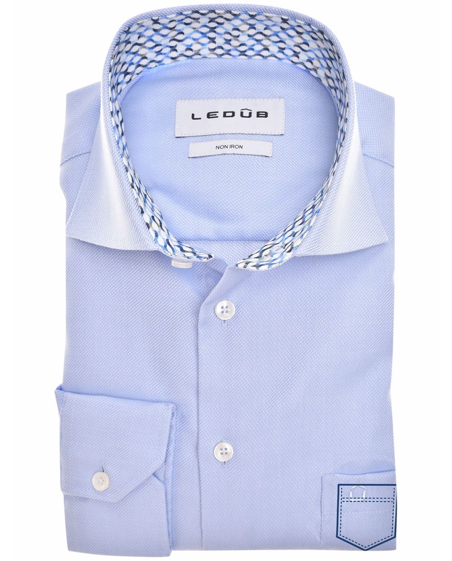 Ledub overhemd Modern Fit lichtblauw effen normale fit