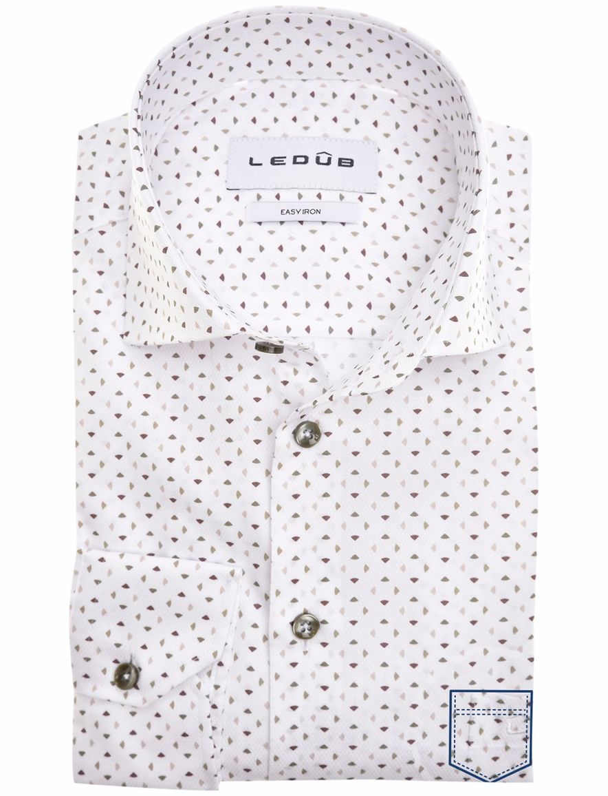 Ledub overhemd Modern Fit wit geprint