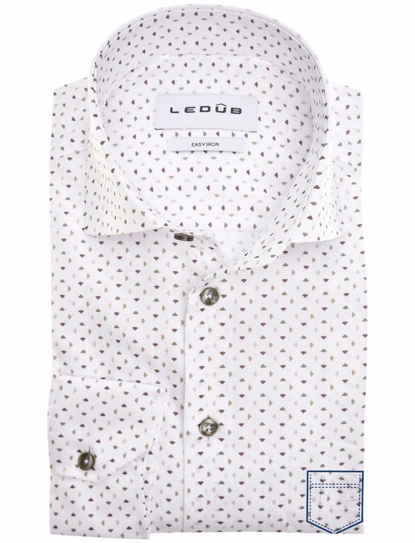 Ledub overhemd normale fit wit geprint katoen