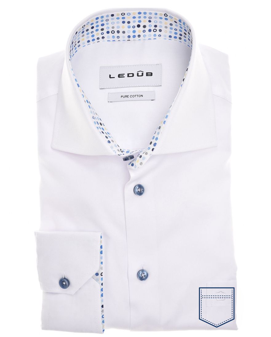 Ledub overhemd effen wit normale fit katoen