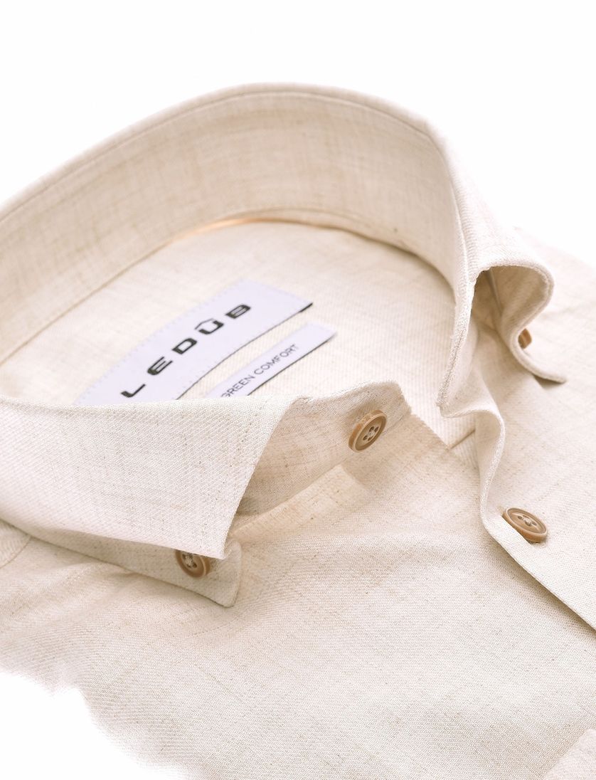 viscose Ledub overhemd effen beige normale fit