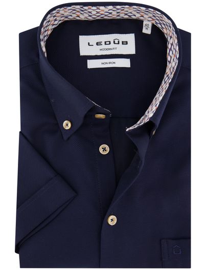 Ledub Ledub overhemd donkerblauw modern fit