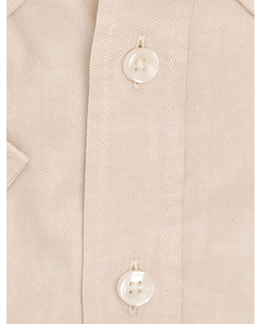 Ledub overhemd korte mouw lichtbruin normale fit katoen