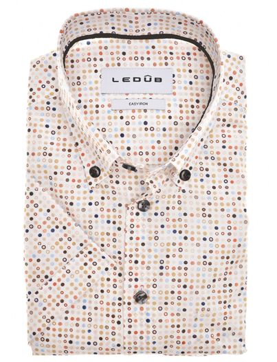 Ledub Ledub overhemd korte mouw beige geprint