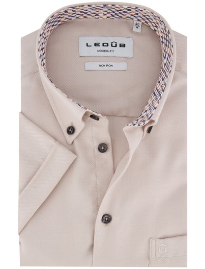 Ledub Ledub overhemd beige modern fit