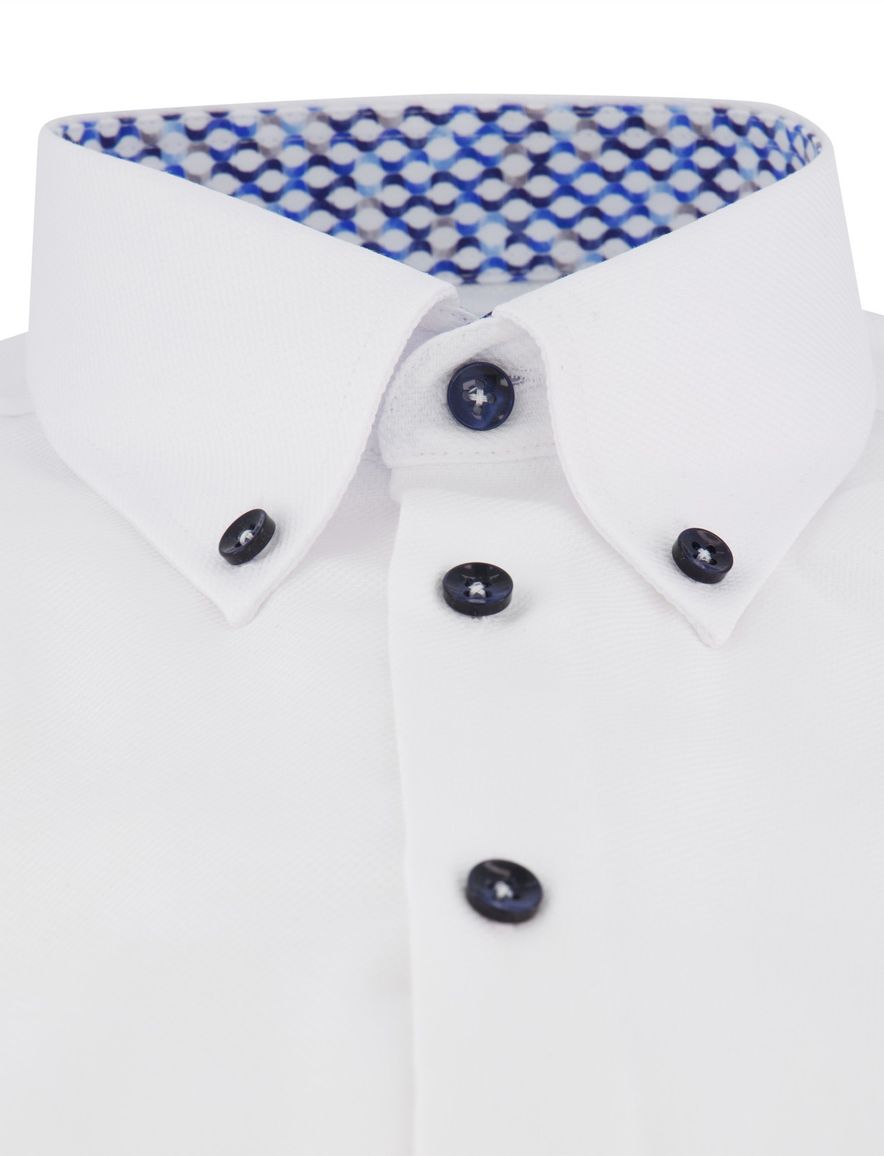 Ledub korte mouw overhemd wit strijkvrij normale fit katoen