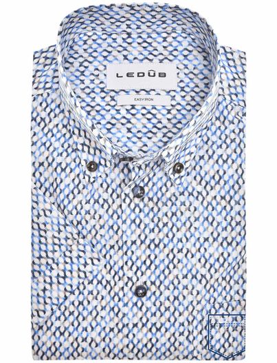 Ledub katoenen Ledub overhemd blauw geprint normale fit
