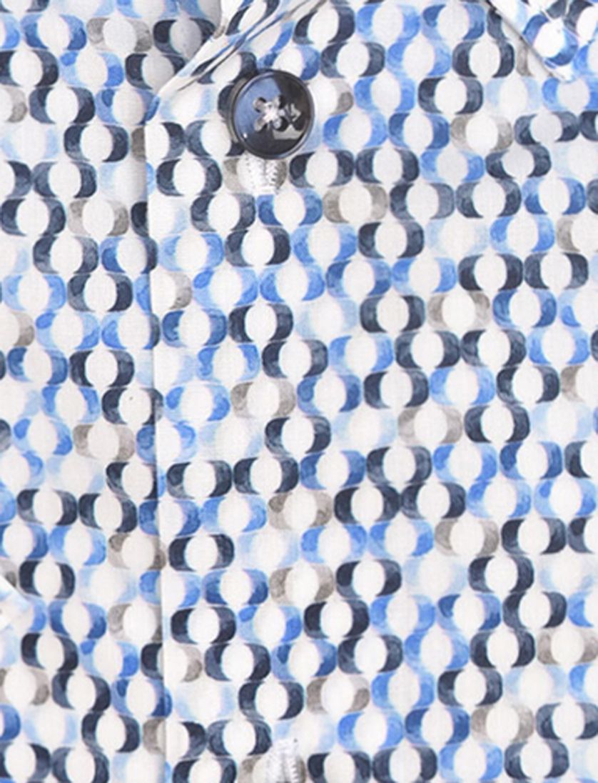 katoenen Ledub overhemd blauw geprint normale fit