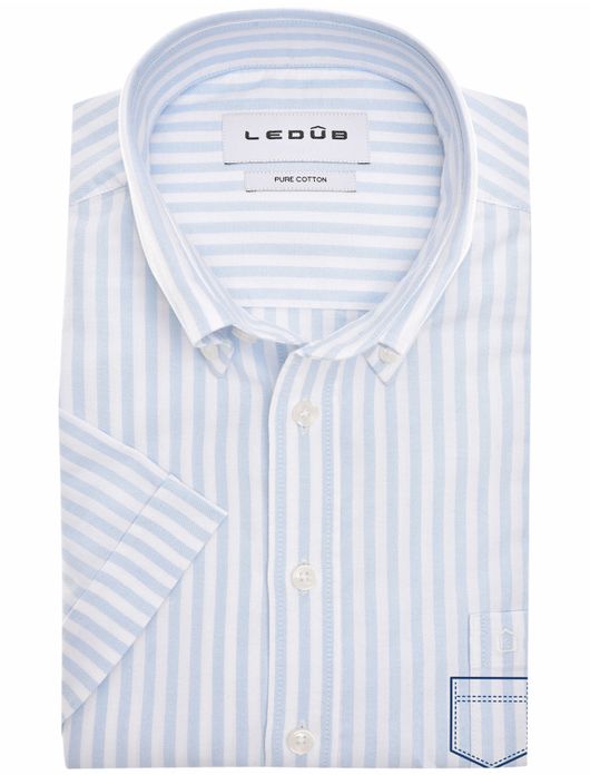 overhemd korte mouw lichtblauw Ledub Modern Fit New