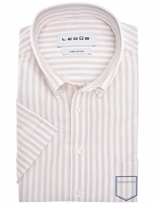 Ledub overhemd korte mouw gestreept