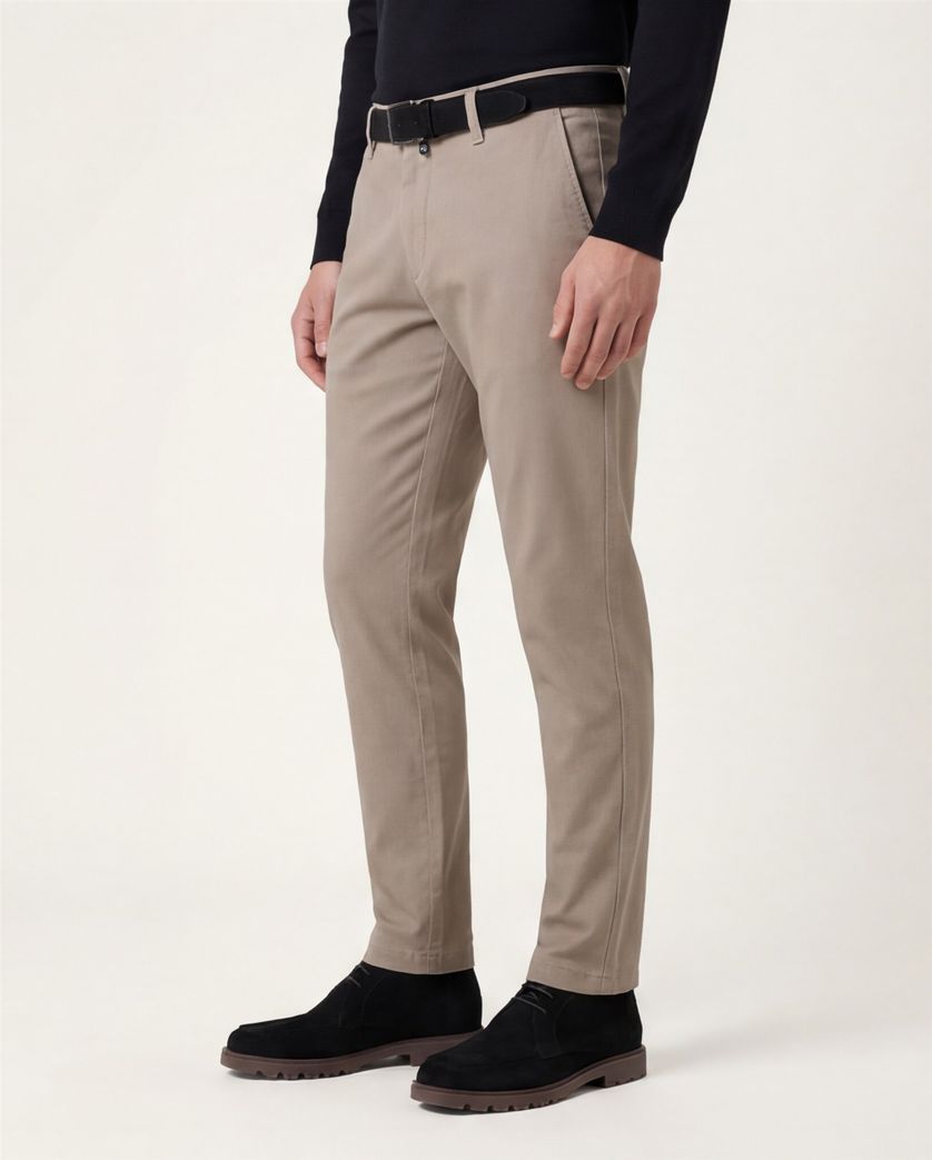 katoenen Pierre Cardin Calais effen beige pantalon