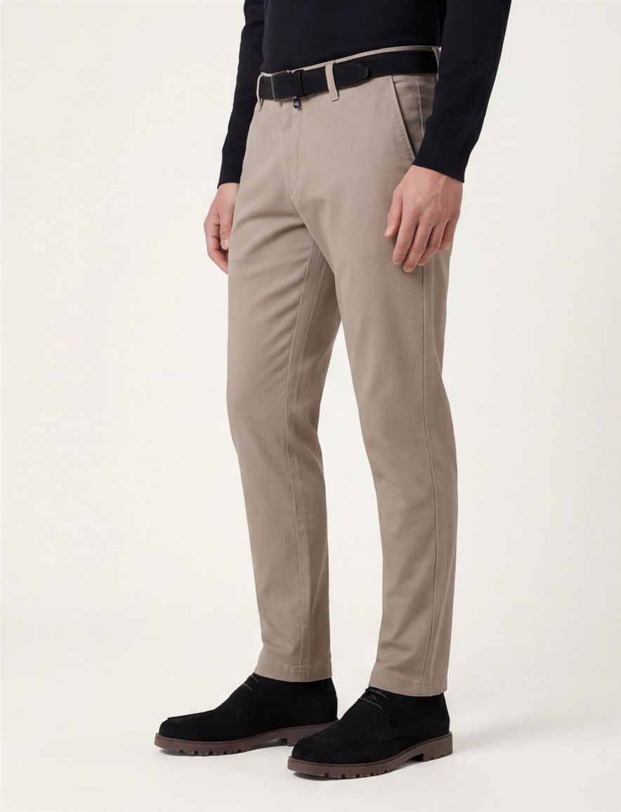 Pierre Cardin Calais effen beige pantalon katoen