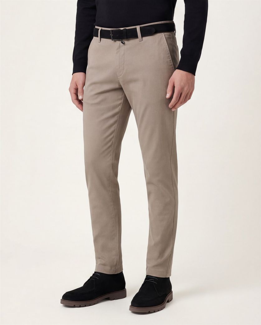 katoenen Pierre Cardin Calais effen beige pantalon