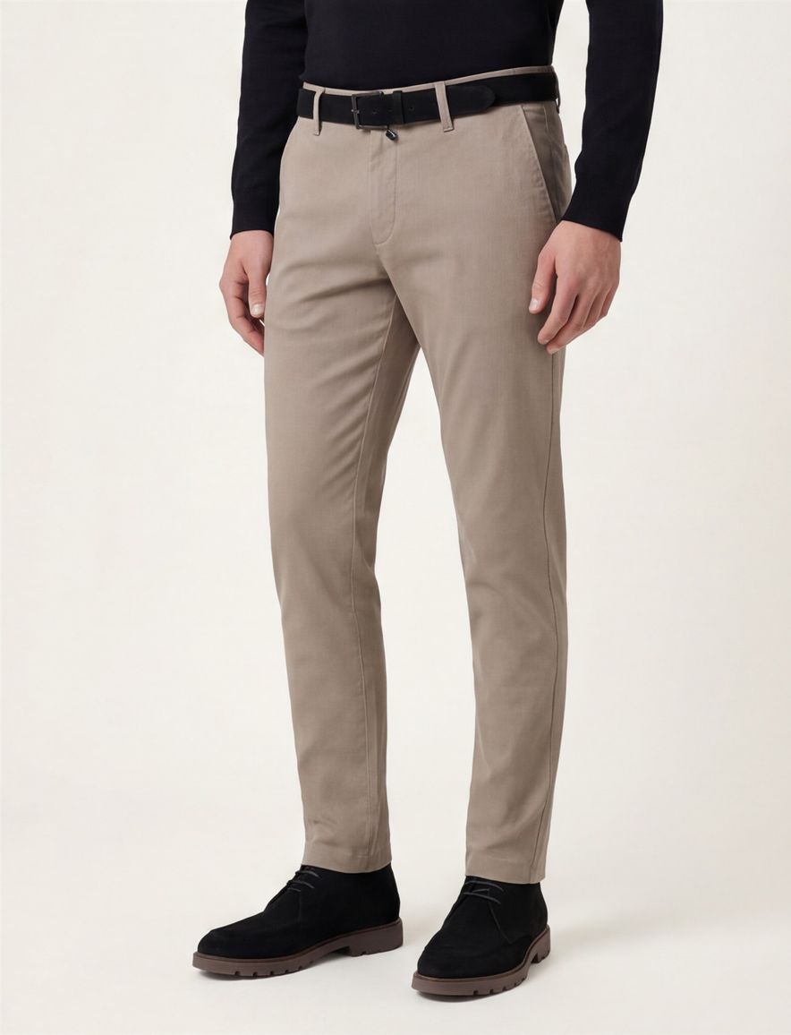 Pierre Cardin Calais effen beige pantalon katoen