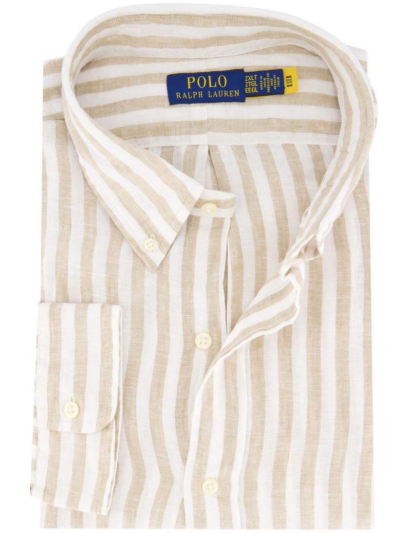 overhemd Polo Ralph Lauren beige wit gestreept linnen