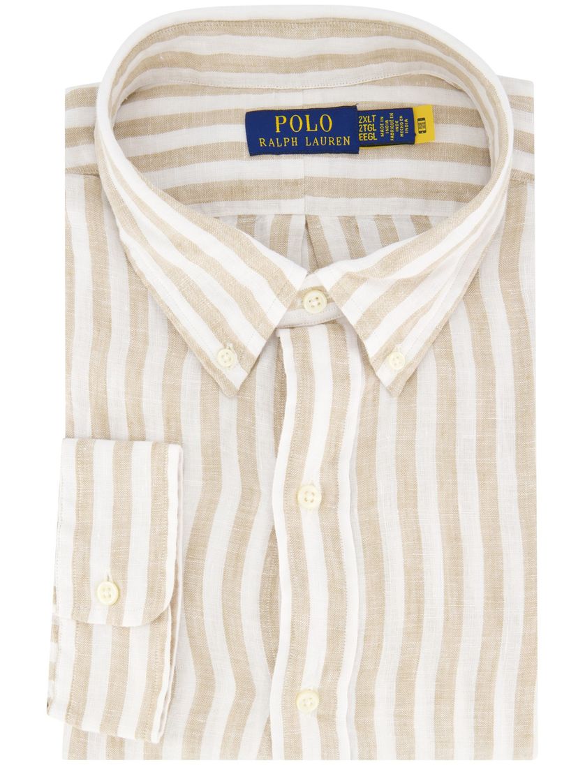 overhemd Polo Ralph Lauren beige wit gestreept linnen
