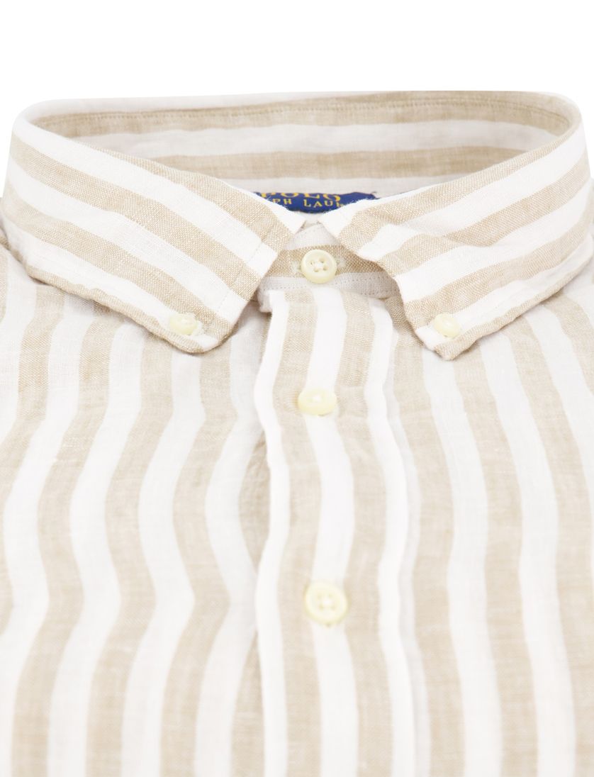 overhemd Polo Ralph Lauren beige wit gestreept linnen