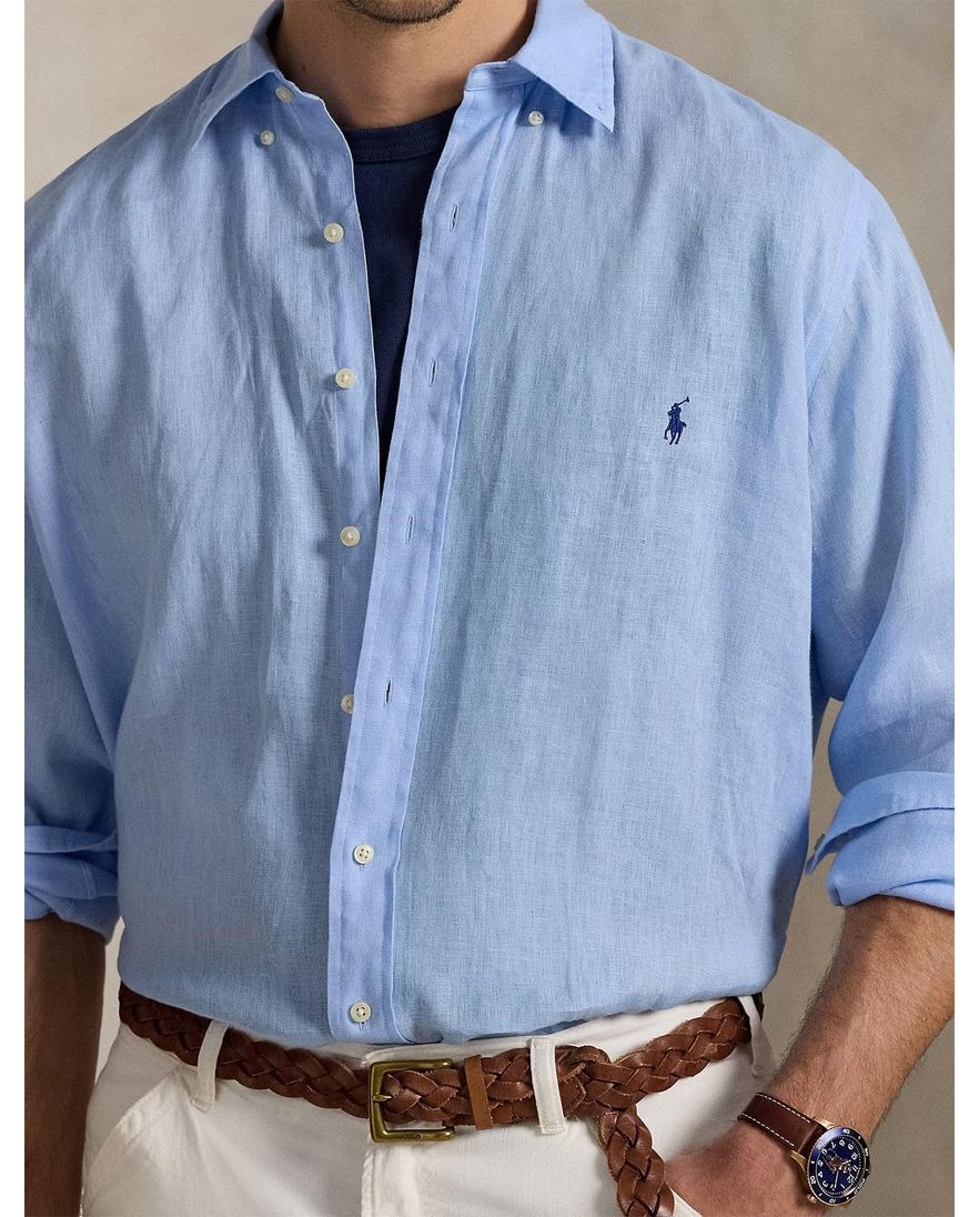 Polo Ralph Lauren overhemd Big & Tall blauw linnen