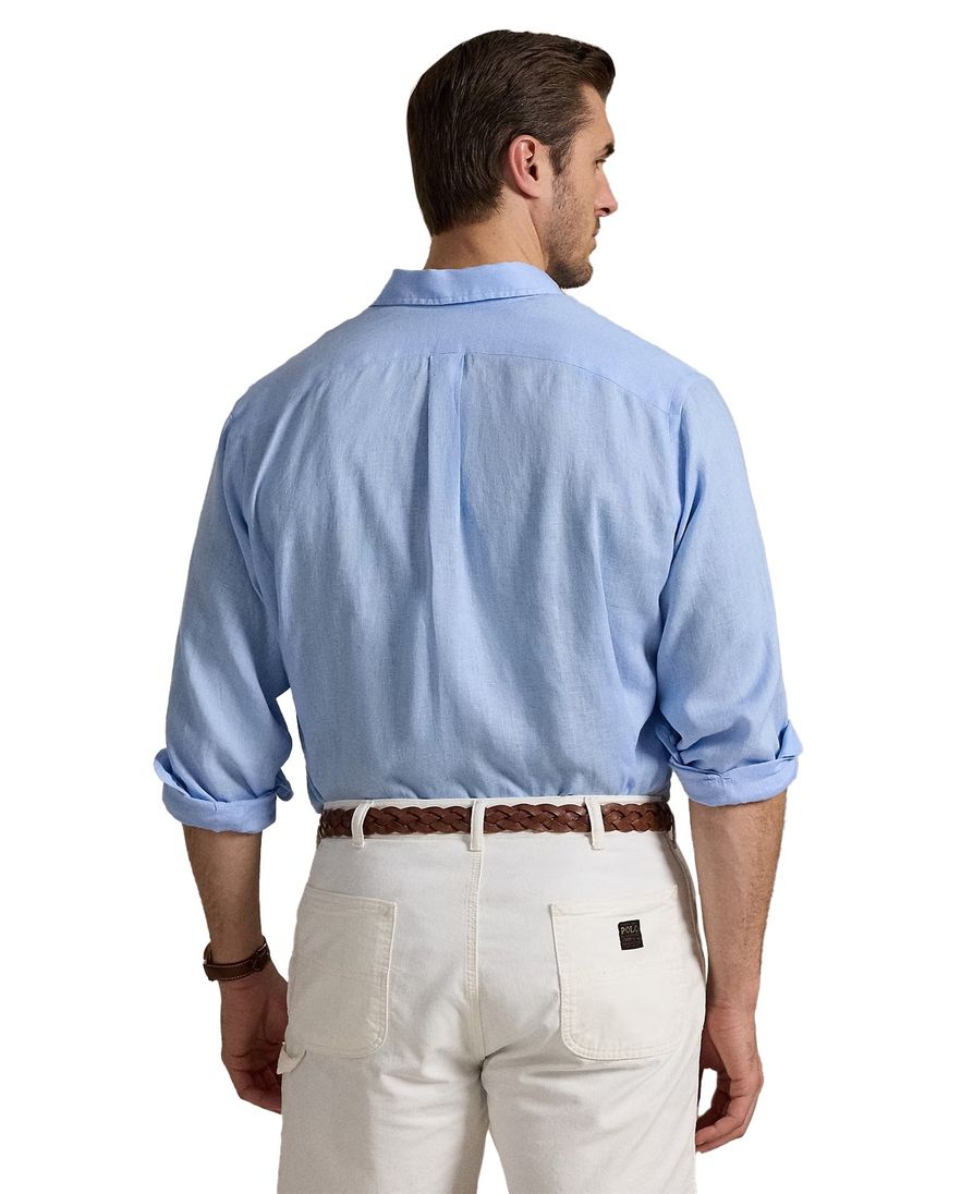 Polo Ralph Lauren overhemd Big & Tall blauw linnen