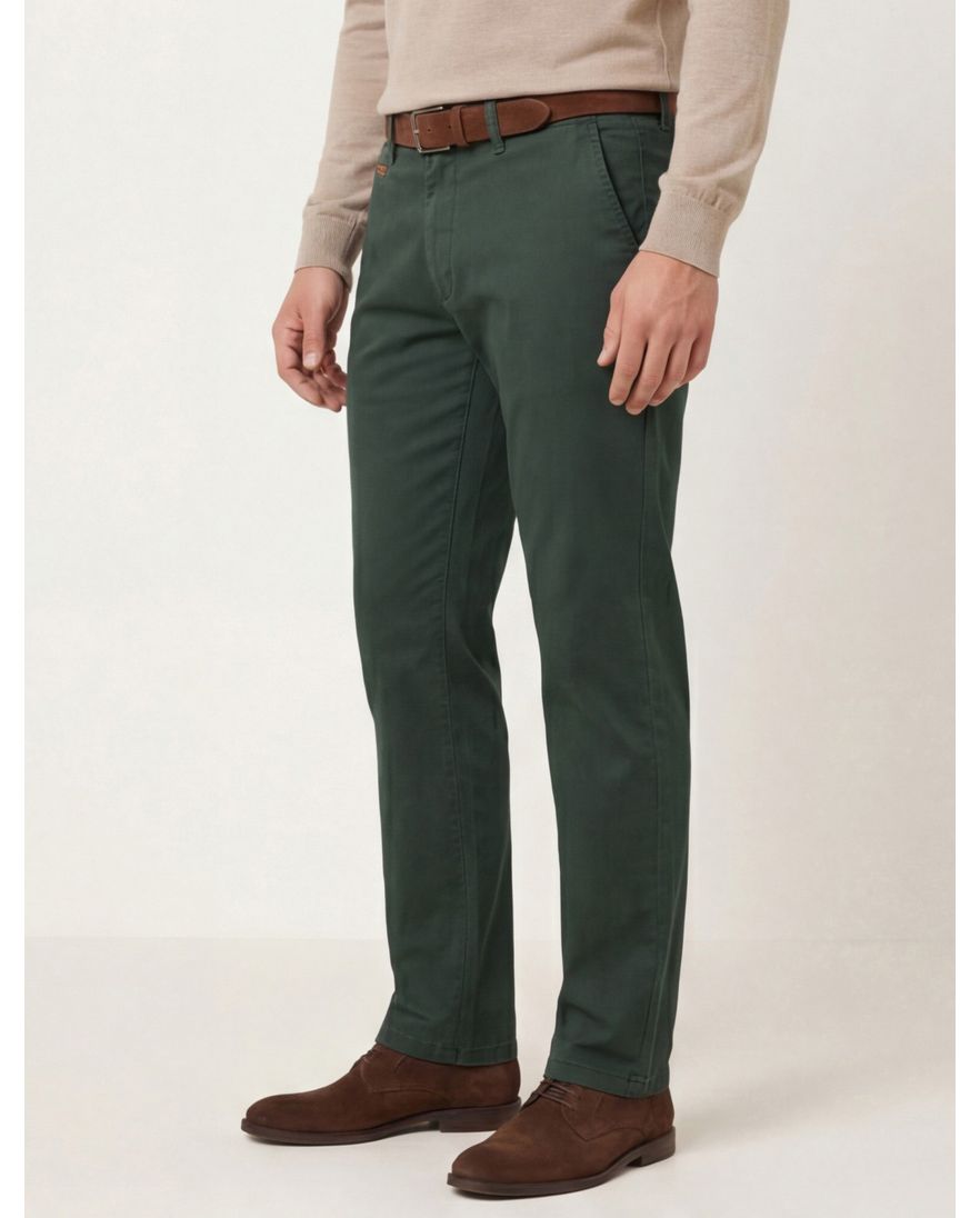 Gardeur Pantalon groen modern fit flatfront