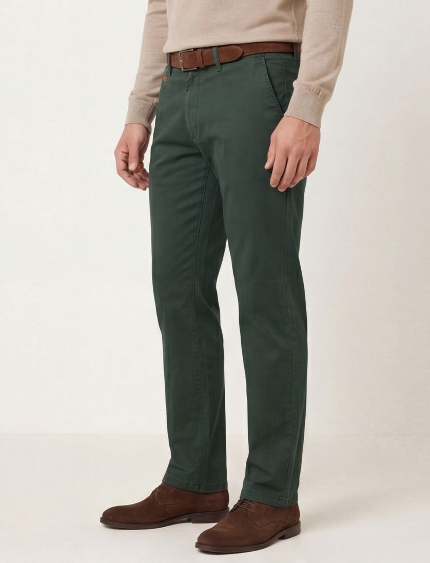 Gardeur Pantalon groen modern fit katoen