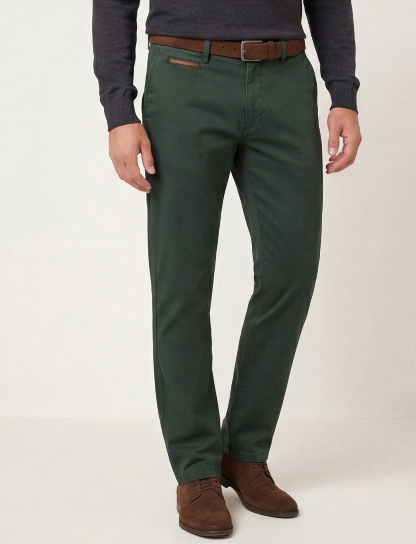 Gardeur Pantalon groen modern fit katoen