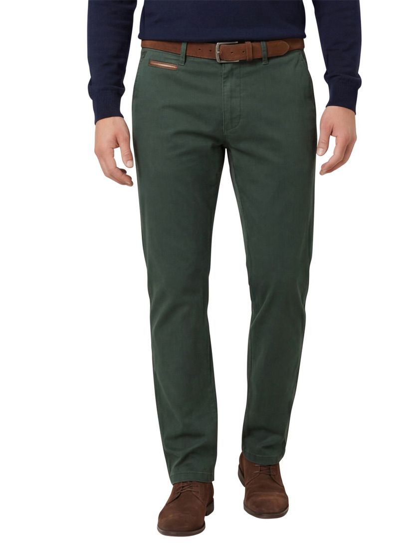 Gardeur Pantalon groen modern fit katoen