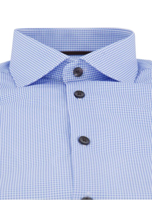 Ledub Green Comfort overhemd blauw geprint Slim Fit