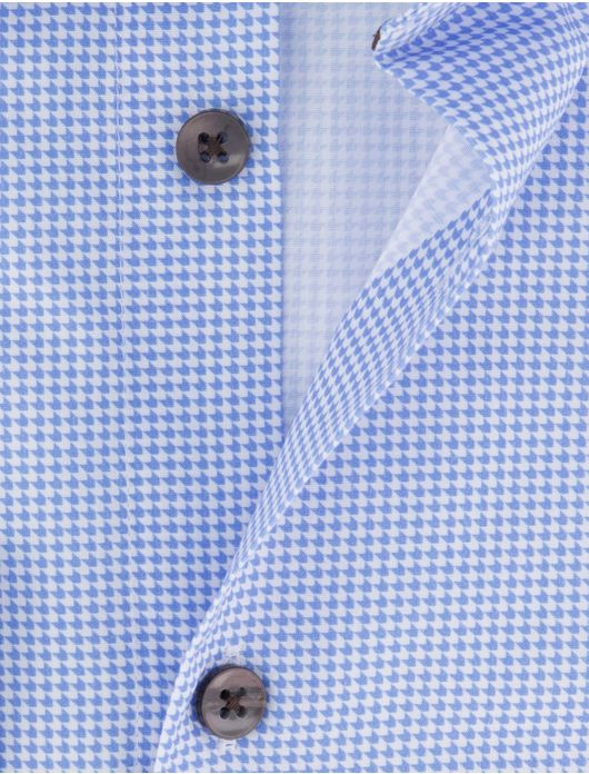 Ledub Green Comfort overhemd blauw geprint Slim Fit