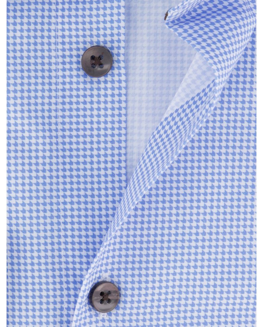 Ledub Green Comfort overhemd blauw geprint Slim Fit