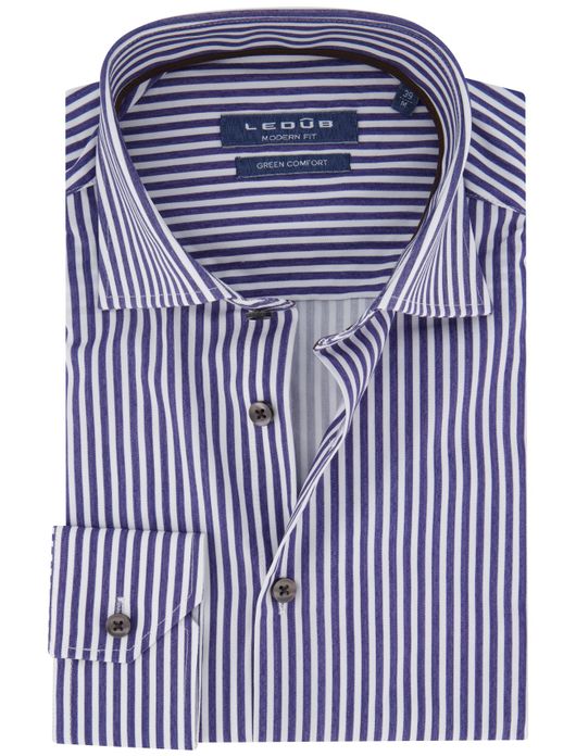 Ledub overhemd donkerblauw gestreept