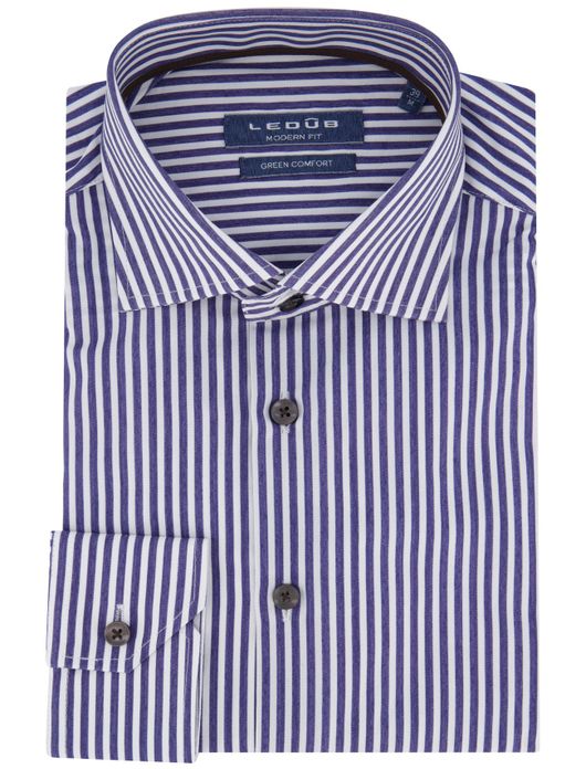 Ledub overhemd donkerblauw gestreept