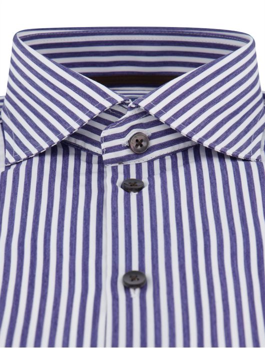 Ledub overhemd donkerblauw gestreept