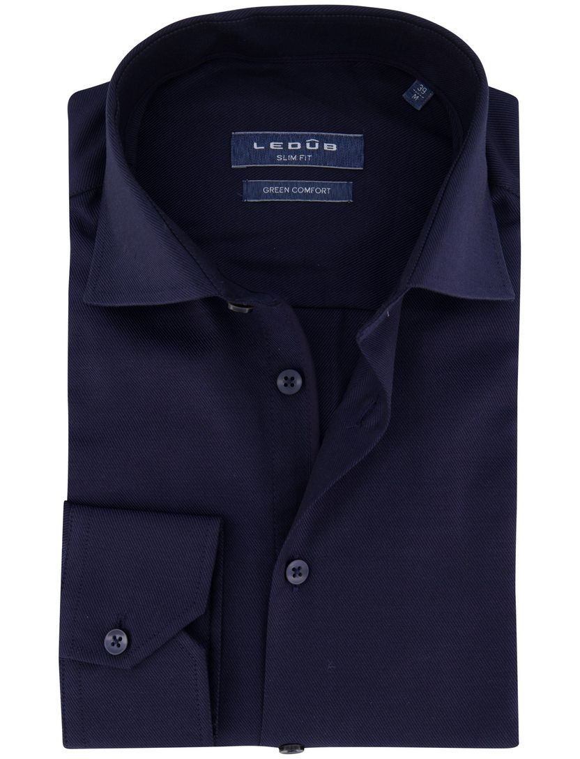 Ledub Green Comfort overhemd donkerblauw lange mouw