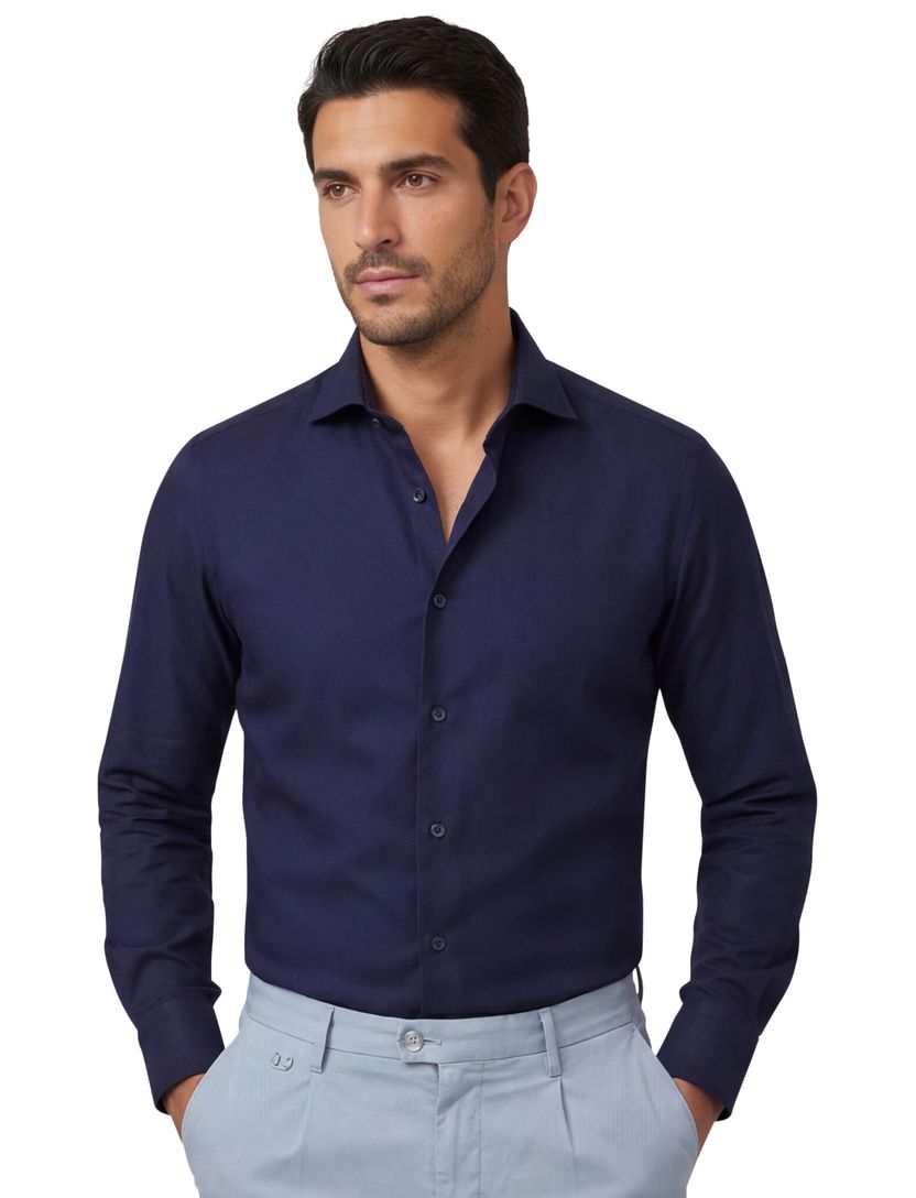 Ledub Green Comfort overhemd donkerblauw lange mouw