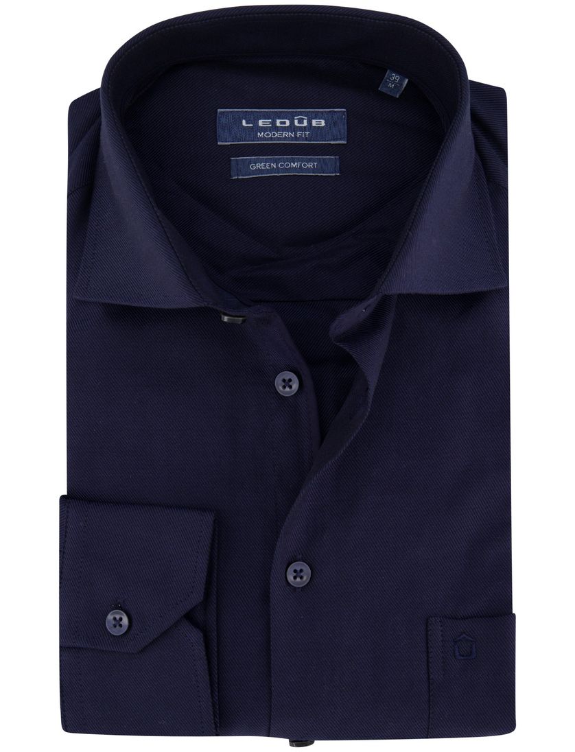 Ledub overhemd modern fit donkerblauw