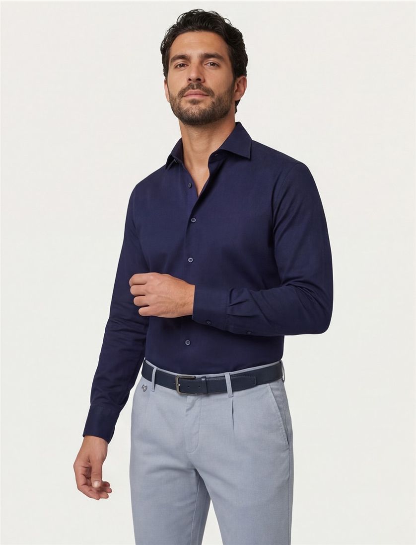 Ledub overhemd modern fit donkerblauw