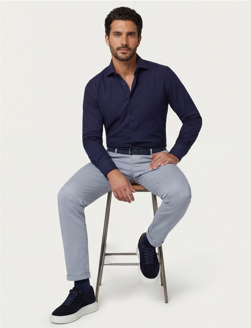 Ledub overhemd modern fit donkerblauw