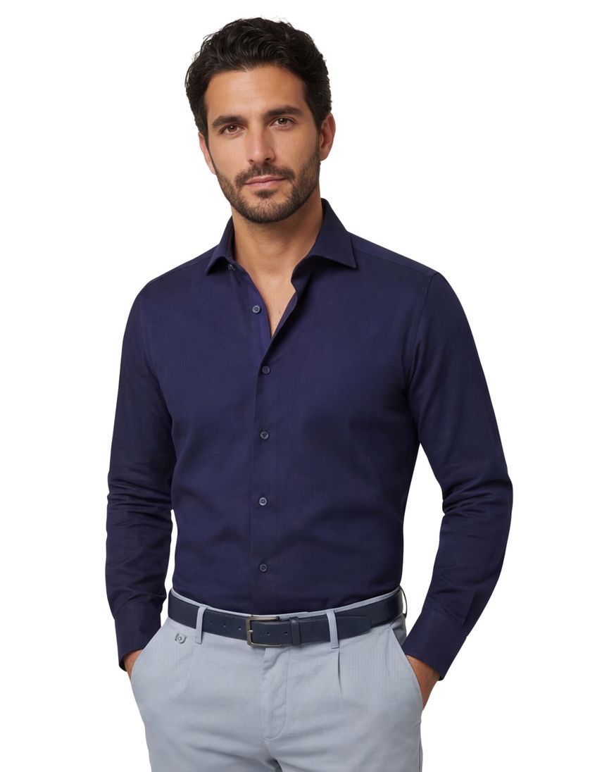 Ledub overhemd modern fit donkerblauw